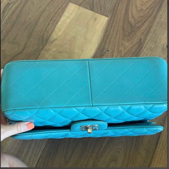 Chanel Jumbo Double Flap Bag Turquoise Blue Lambskin - Picture 10 of 15